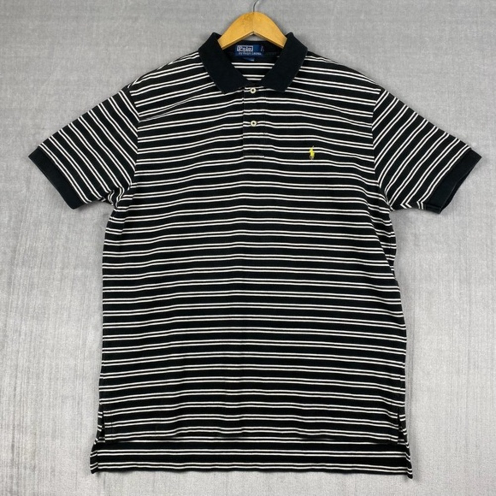 Polo by Ralph Lauren Mens Shirt XL 100% Cotton Striped Yellow Pony Preppy